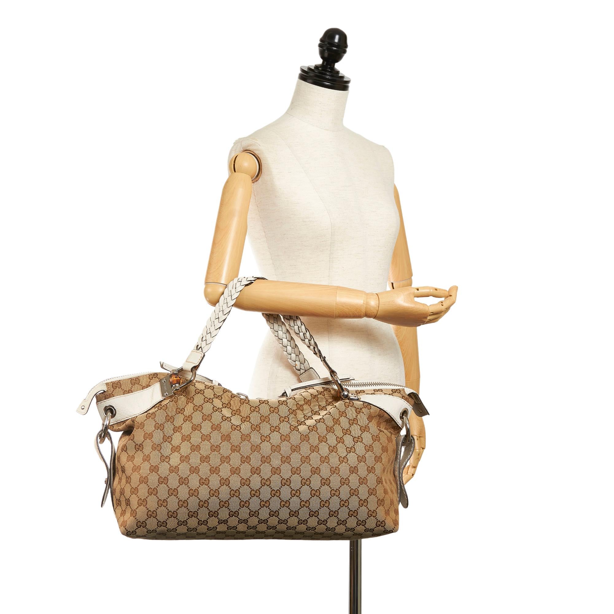Gucci GG Canvas Bamboo Bar Tote Bag (SHG-31070)