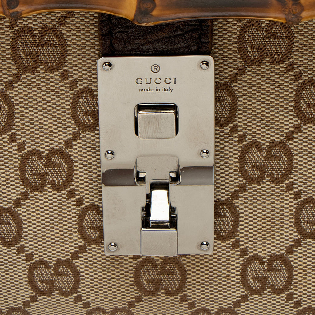 Gucci GG Canvas Bamboo Bullet Medium Satchel (SHF-QsKk05)