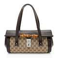 Gucci GG Canvas Bamboo Bullet Medium Satchel (SHF-QsKk05)