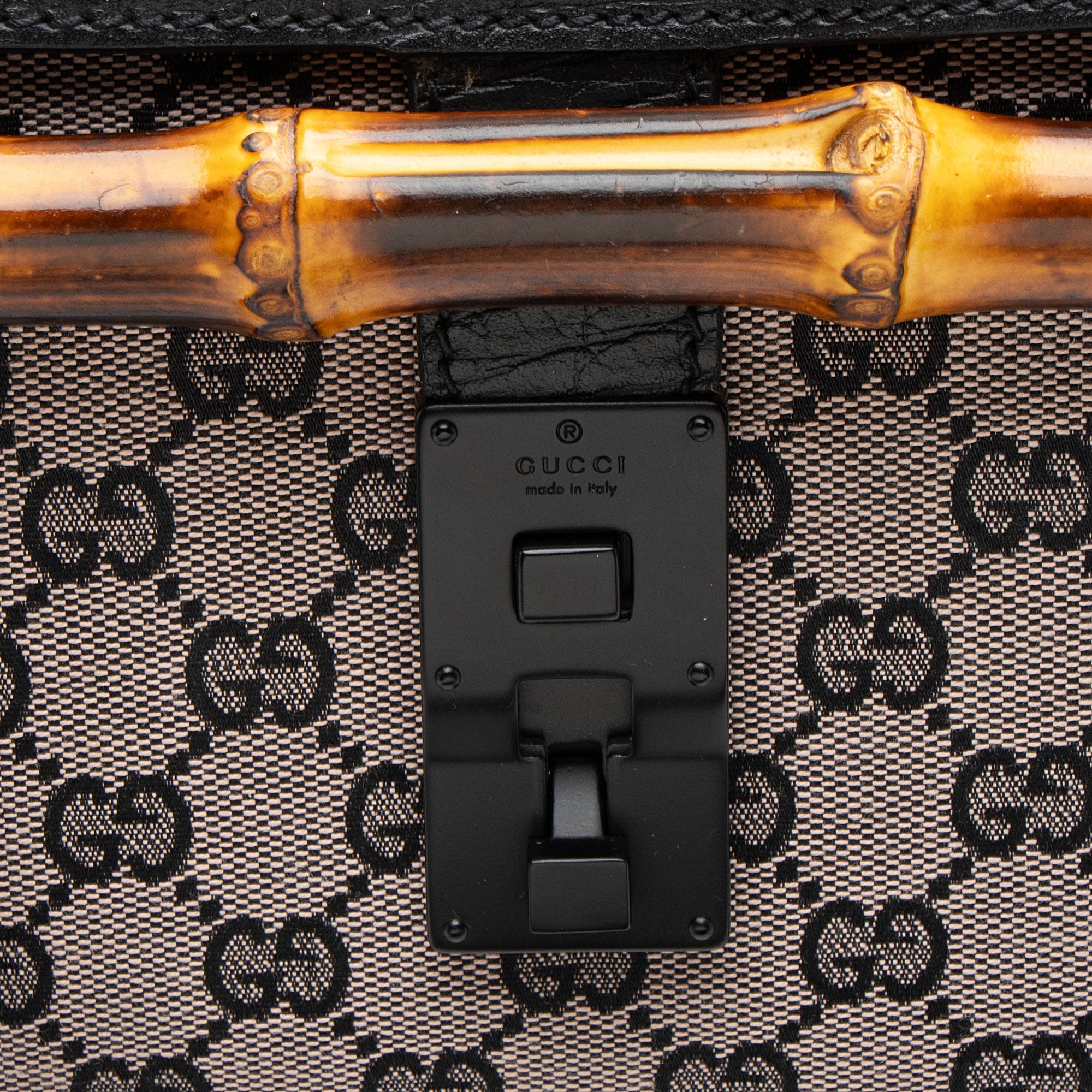 Gucci GG Canvas Bamboo Bullet Medium Satchel