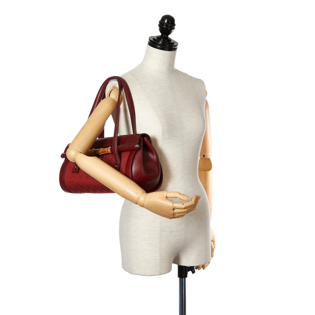 Gucci Gucci Canvas Bamboo Bullet Shoulder Bag (SHG-24915)