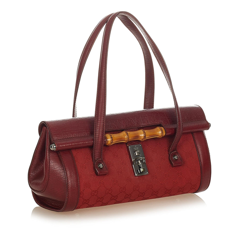 Gucci Gucci Canvas Bamboo Bullet Shoulder Bag (SHG-24915)