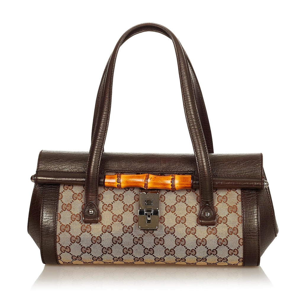 Gucci Gucci Canvas Bamboo Bullet Shoulder Bag (SHG-26346)