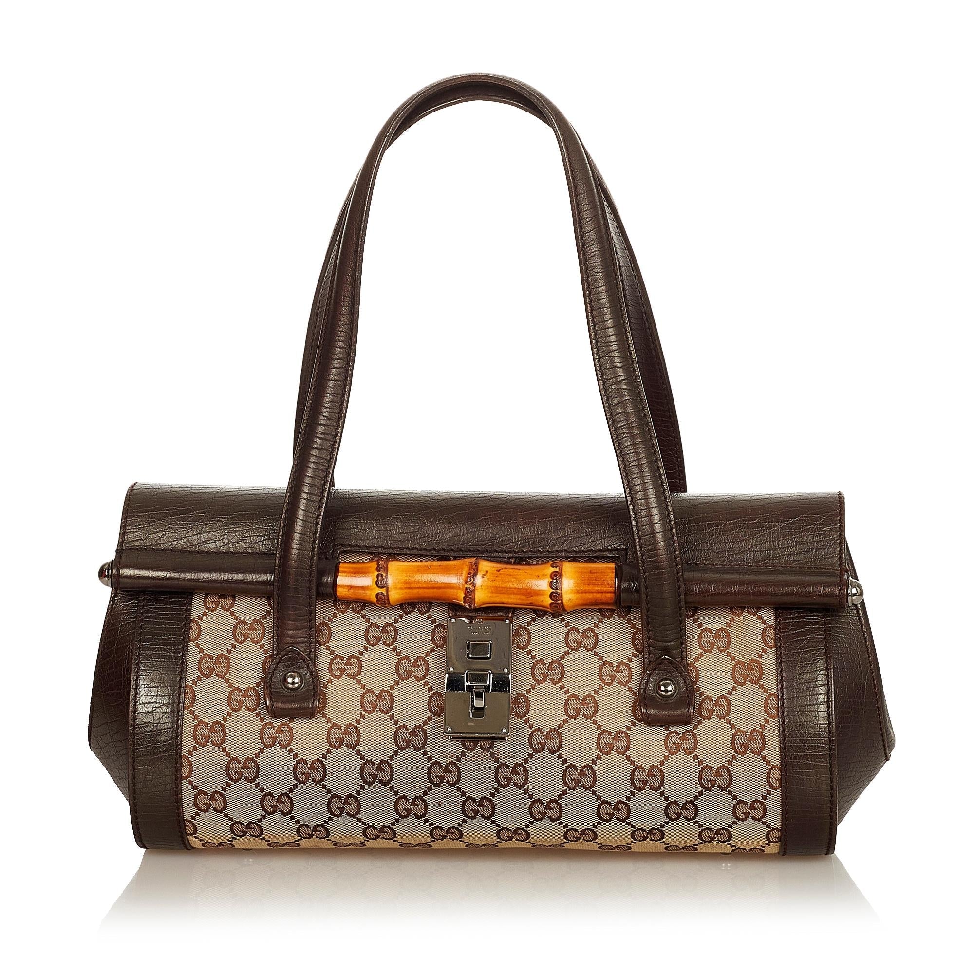 Gucci Gucci Canvas Bamboo Bullet Shoulder Bag (SHG-26346)