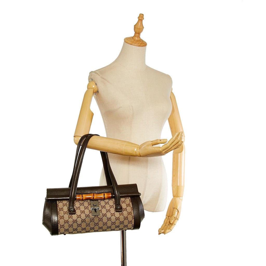 Gucci Gucci Canvas Bamboo Bullet Shoulder Bag (SHG-26346)