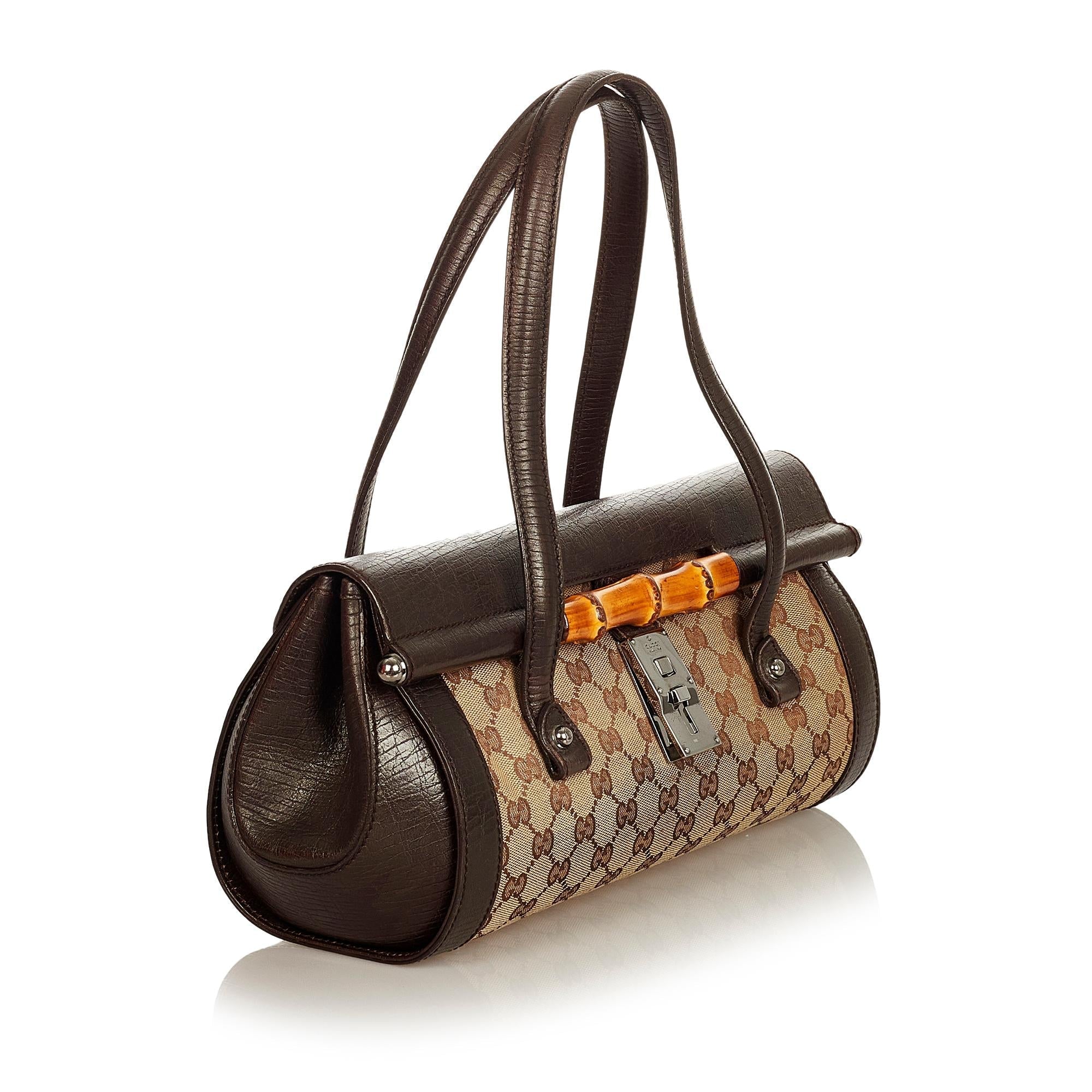 Gucci Gucci Canvas Bamboo Bullet Shoulder Bag (SHG-26346)