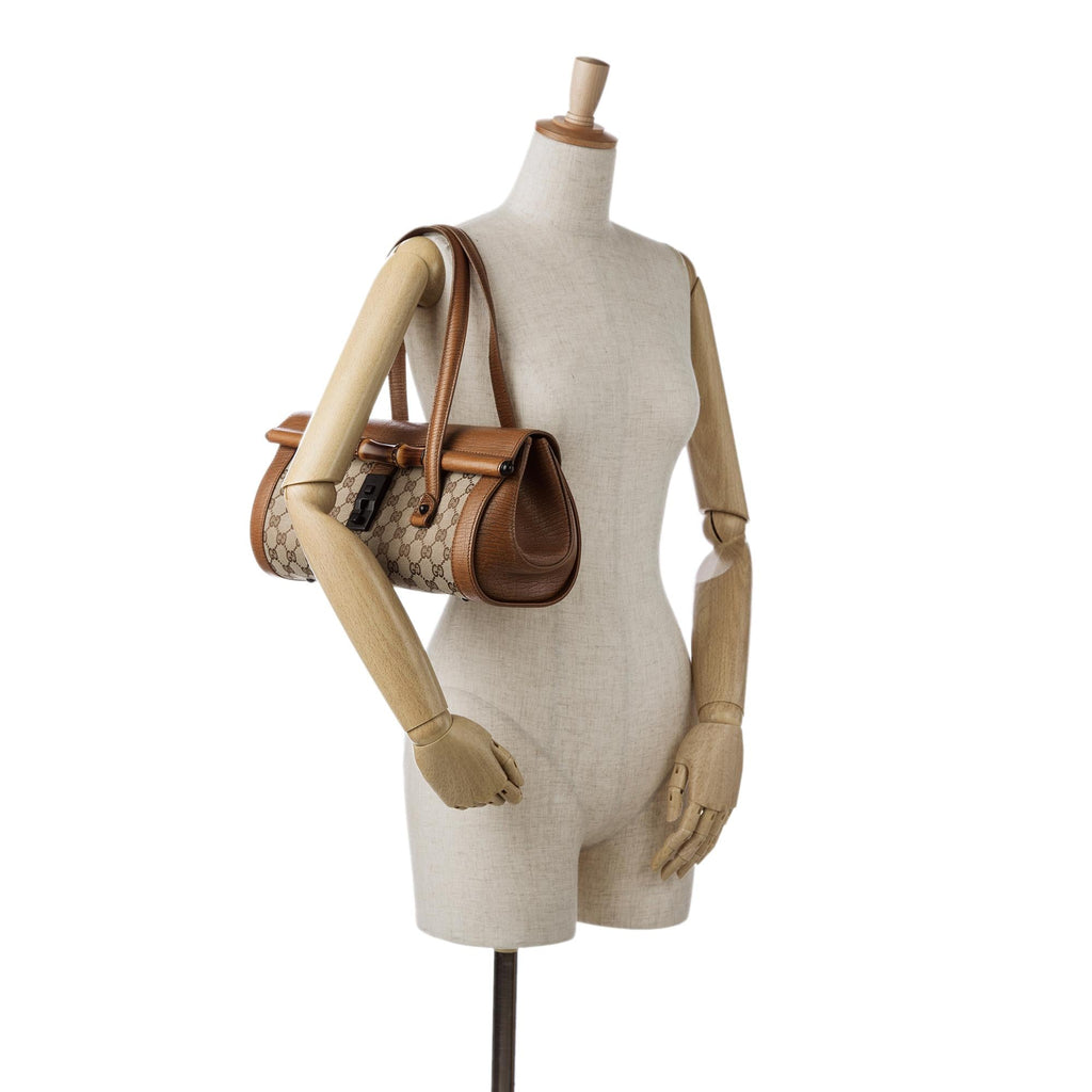 Gucci GG Canvas Bamboo Bullet Shoulder Bag (SHG-aCTqSs)