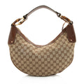Gucci GG Canvas Bamboo Half Moon Medium Hobo (SHF-23738)