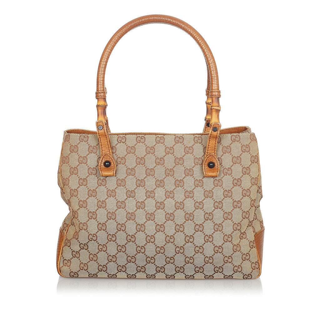 Gucci Gucci Canvas Bamboo Handbag (SHG-24195)