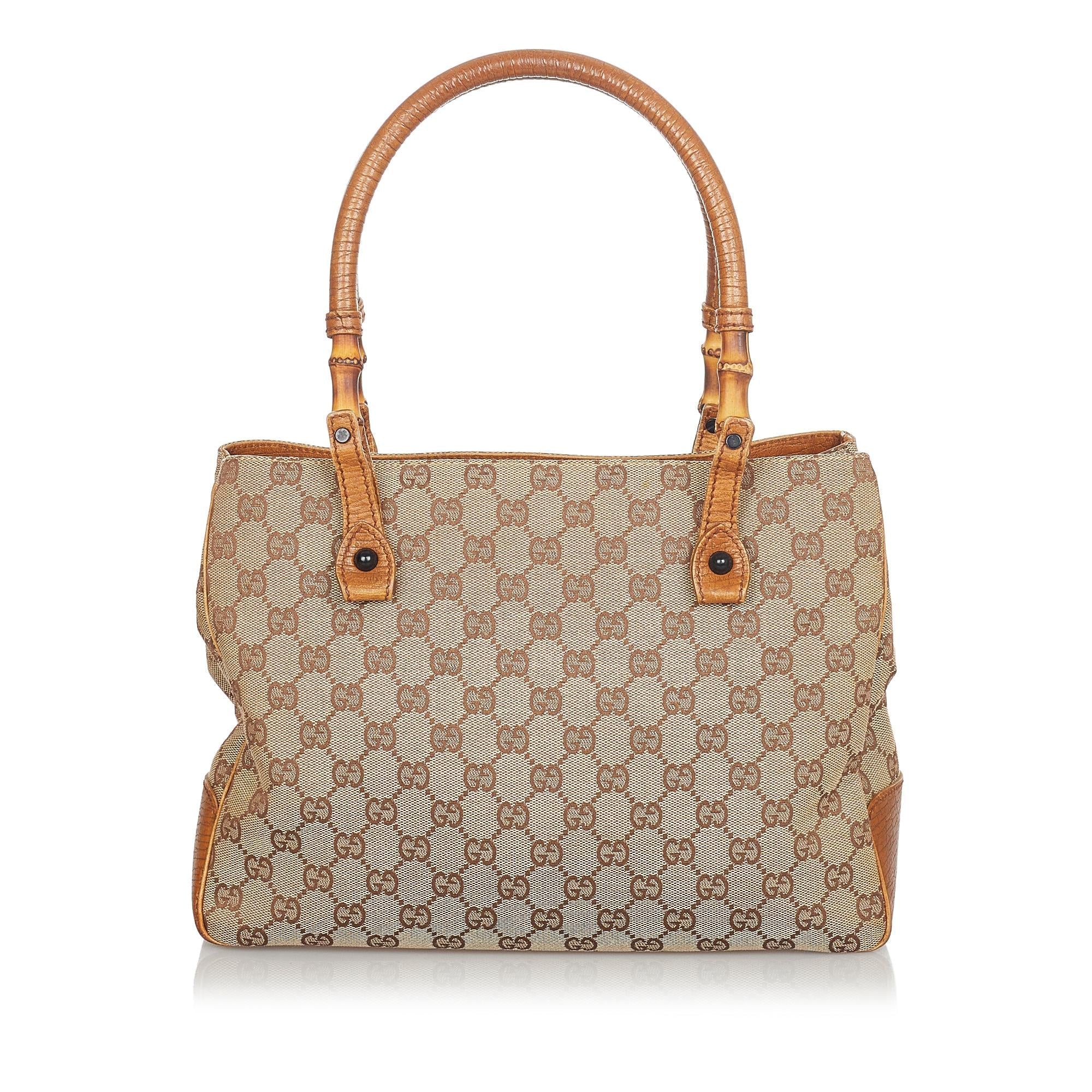 Gucci Gucci Canvas Bamboo Handbag (SHG-24195)