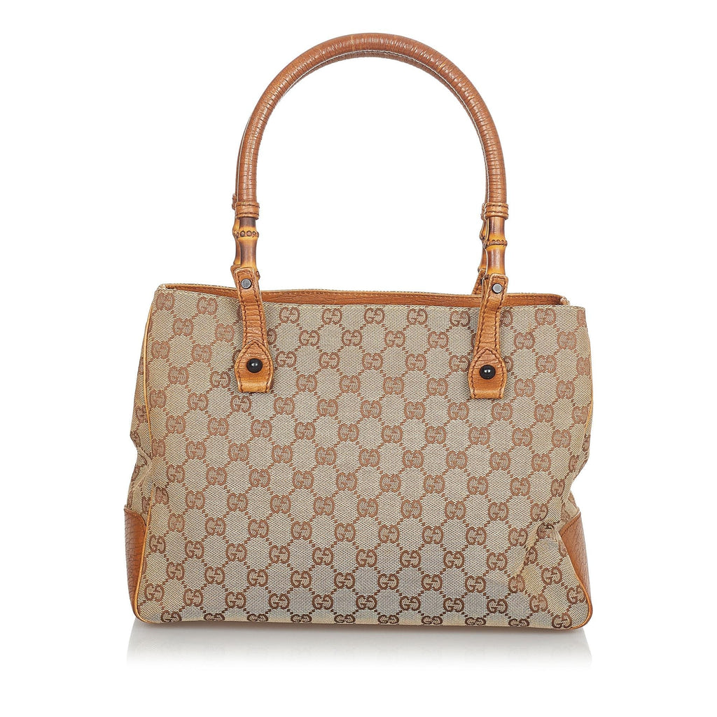 Gucci Gucci Canvas Bamboo Handbag (SHG-24195)