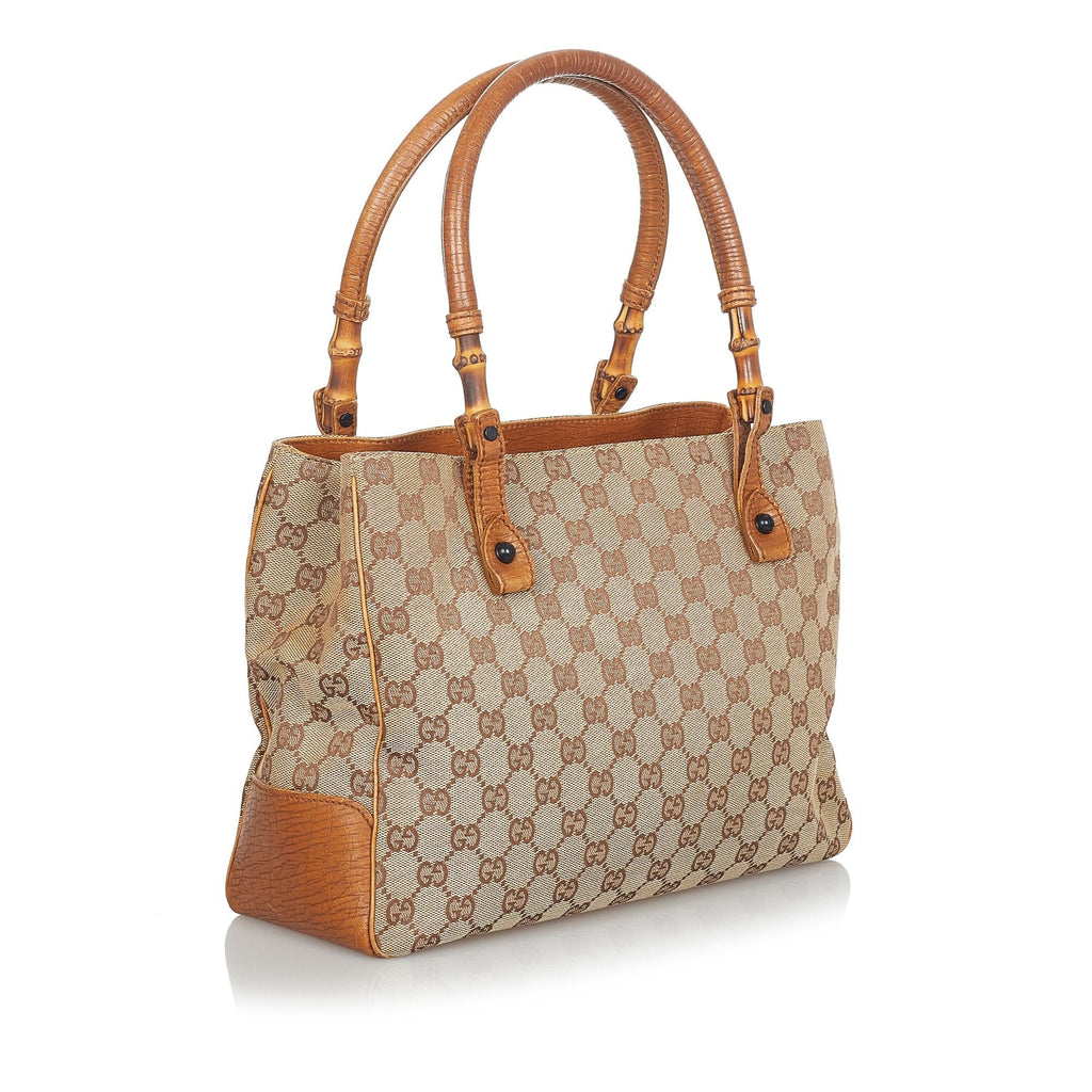 Gucci Gucci Canvas Bamboo Handbag (SHG-24195)