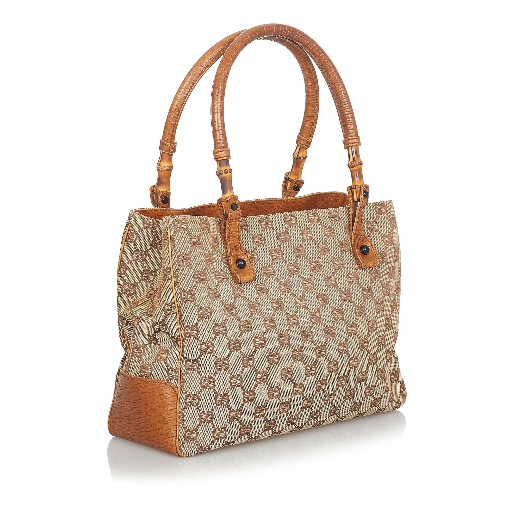 Gucci Gucci Canvas Bamboo Handbag (SHG-24195)