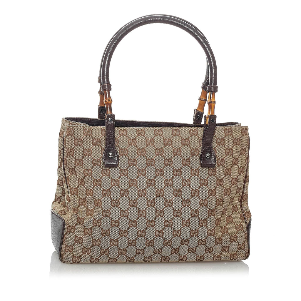 Gucci Gucci Canvas Bamboo Handbag (SHG-29813)