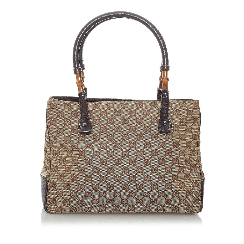 Gucci Gucci Canvas Bamboo Handbag (SHG-29813)