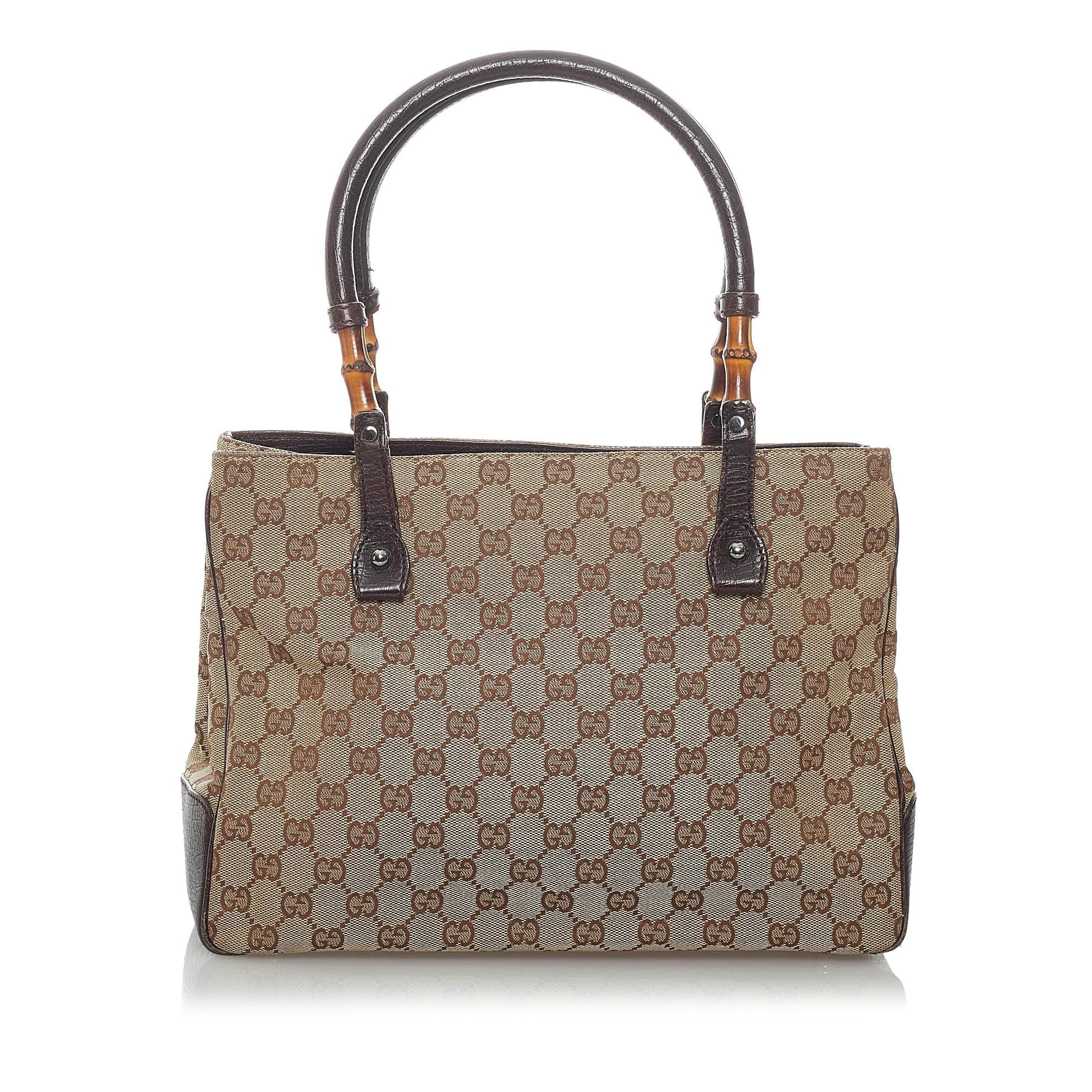 Gucci Gucci Canvas Bamboo Handbag (SHG-29813)