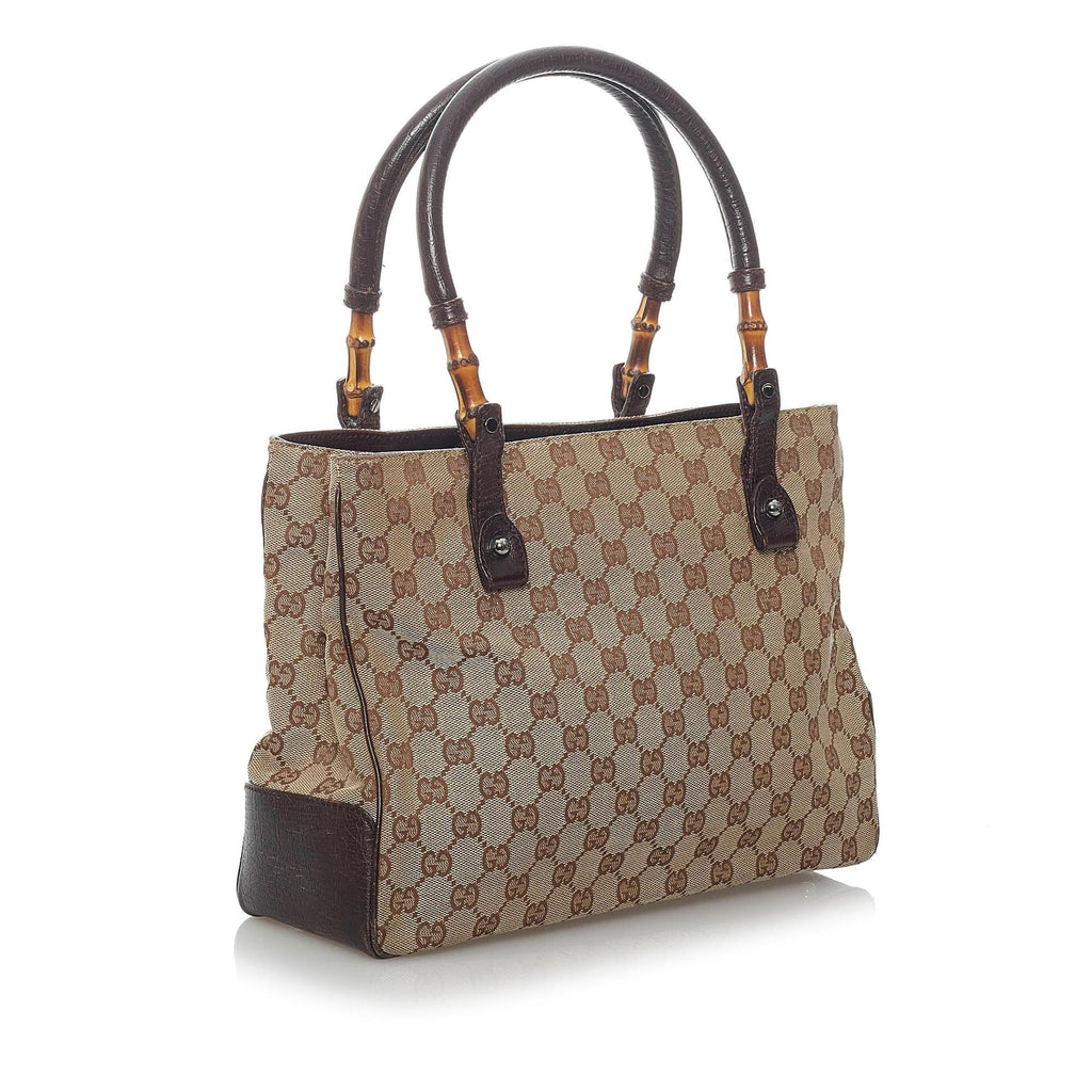 Gucci Gucci Canvas Bamboo Handbag (SHG-29813)