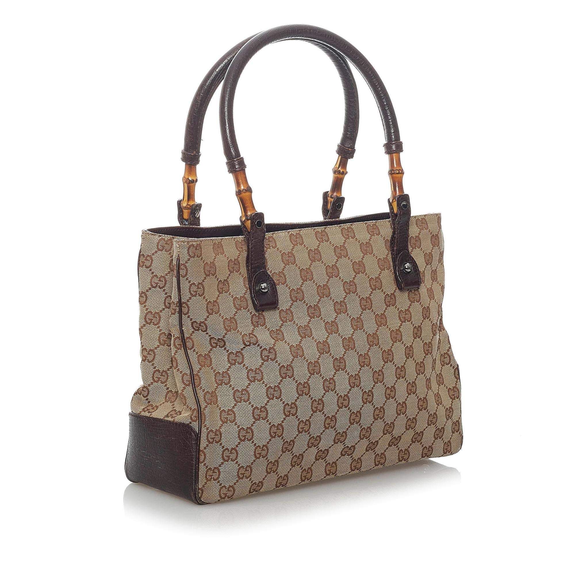 Gucci Gucci Canvas Bamboo Handbag (SHG-29813)