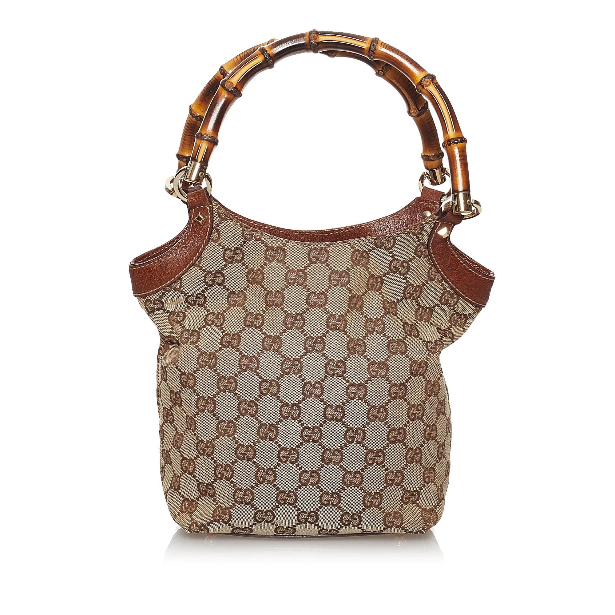 Gucci Gucci Canvas Bamboo Handbag (SHG-29861)