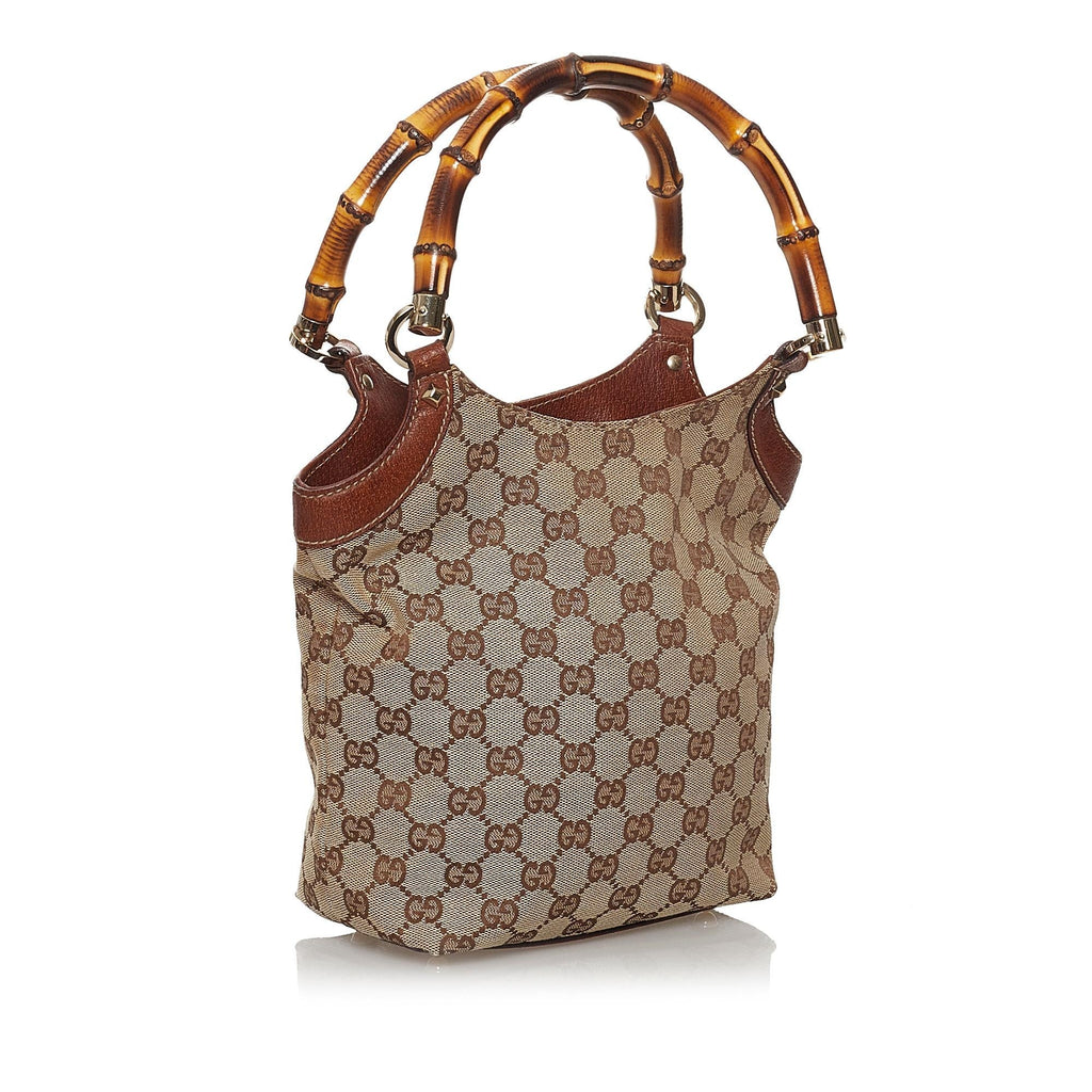 Gucci Gucci Canvas Bamboo Handbag (SHG-29861)