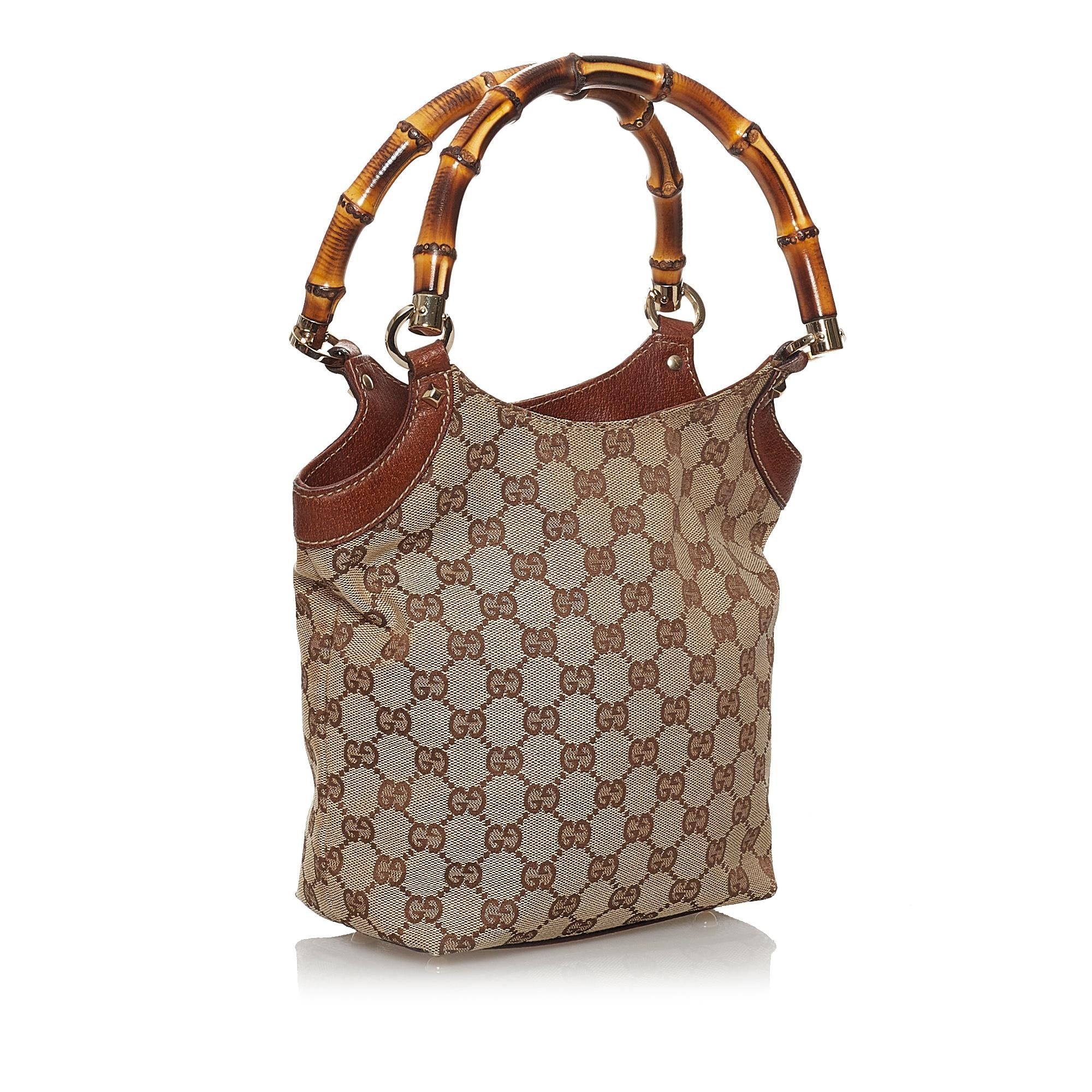 Gucci Gucci Canvas Bamboo Handbag (SHG-29861)