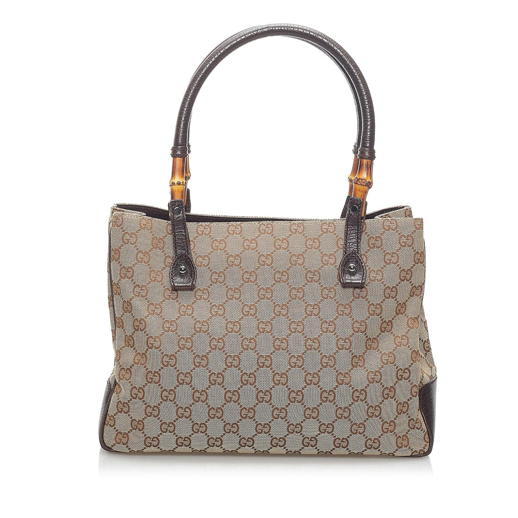 Gucci Gucci Canvas Bamboo Handbag (SHG-34105)