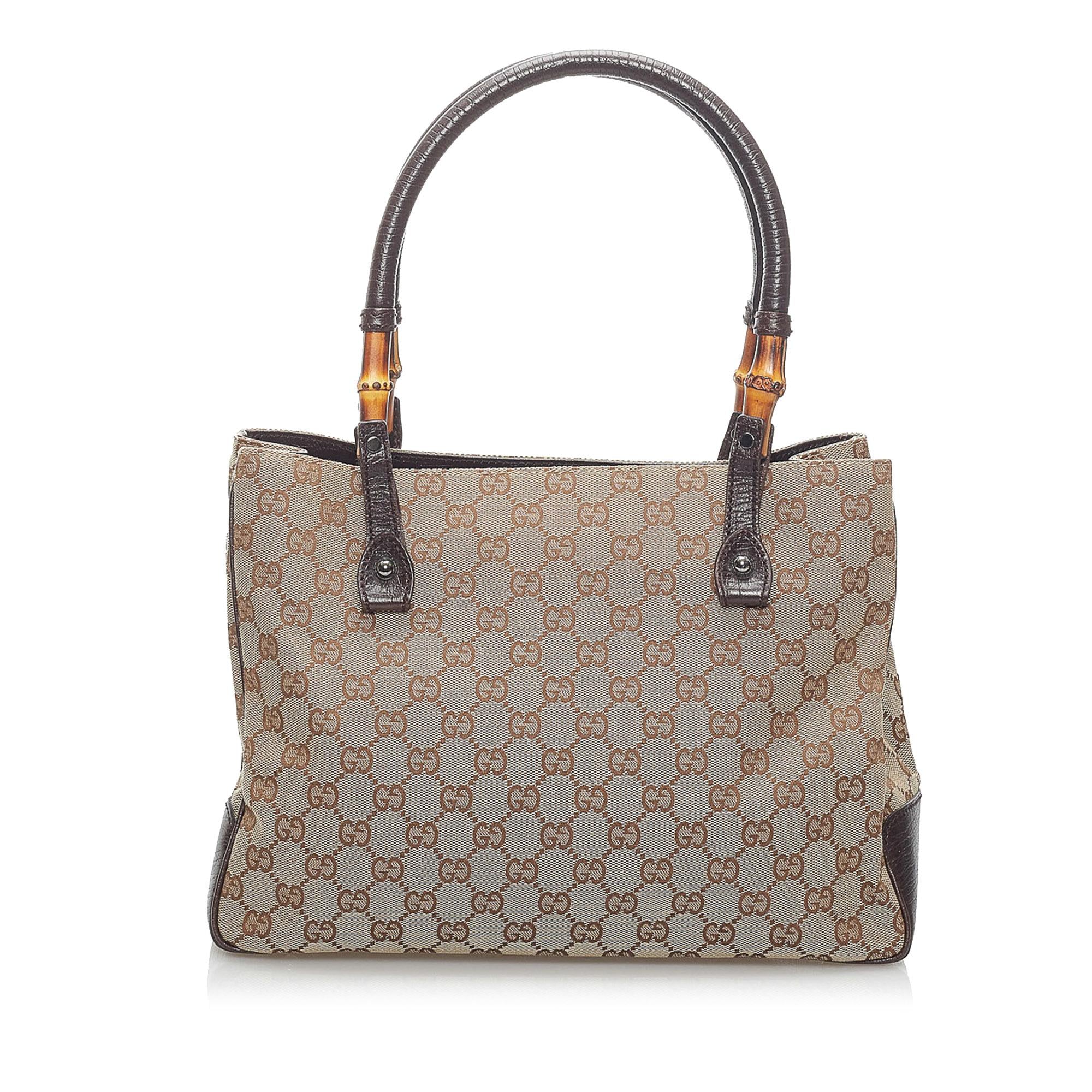 Gucci Gucci Canvas Bamboo Handbag (SHG-34105)
