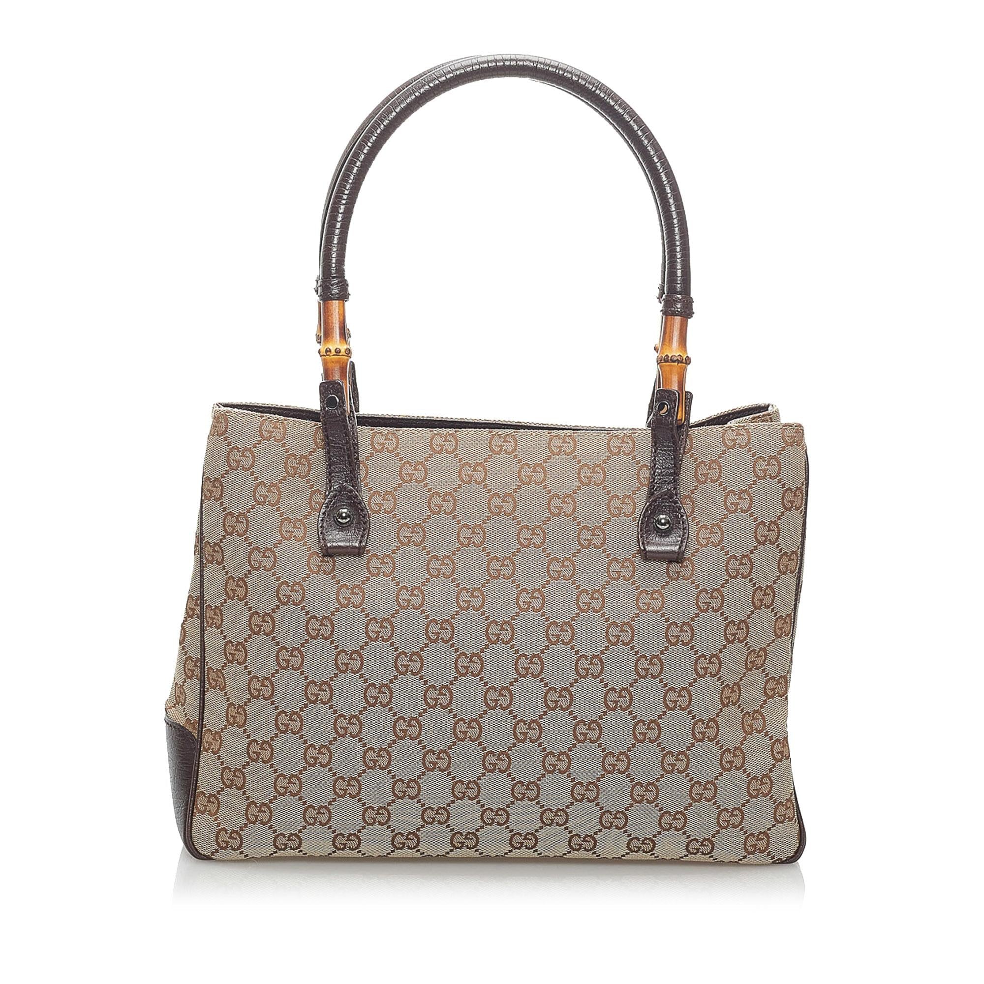 Gucci Gucci Canvas Bamboo Handbag (SHG-34105)