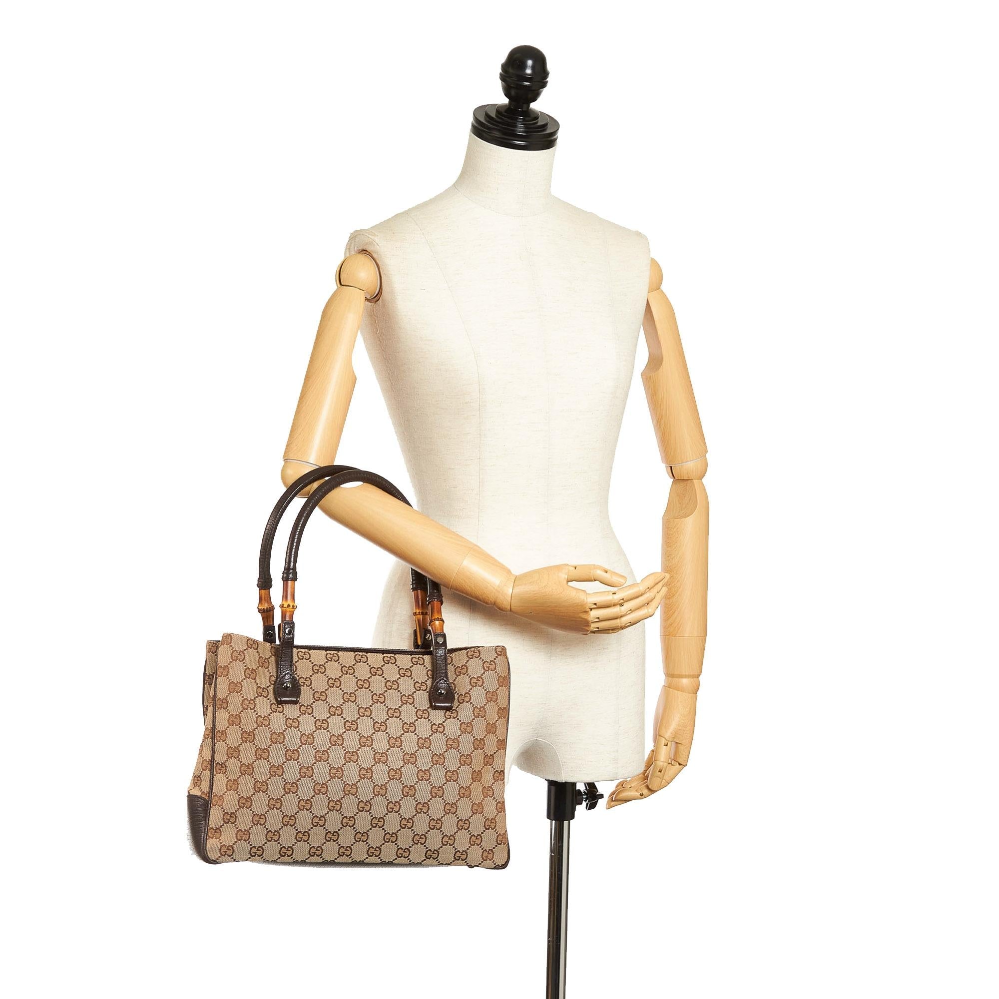 Gucci Gucci Canvas Bamboo Handbag (SHG-34105)
