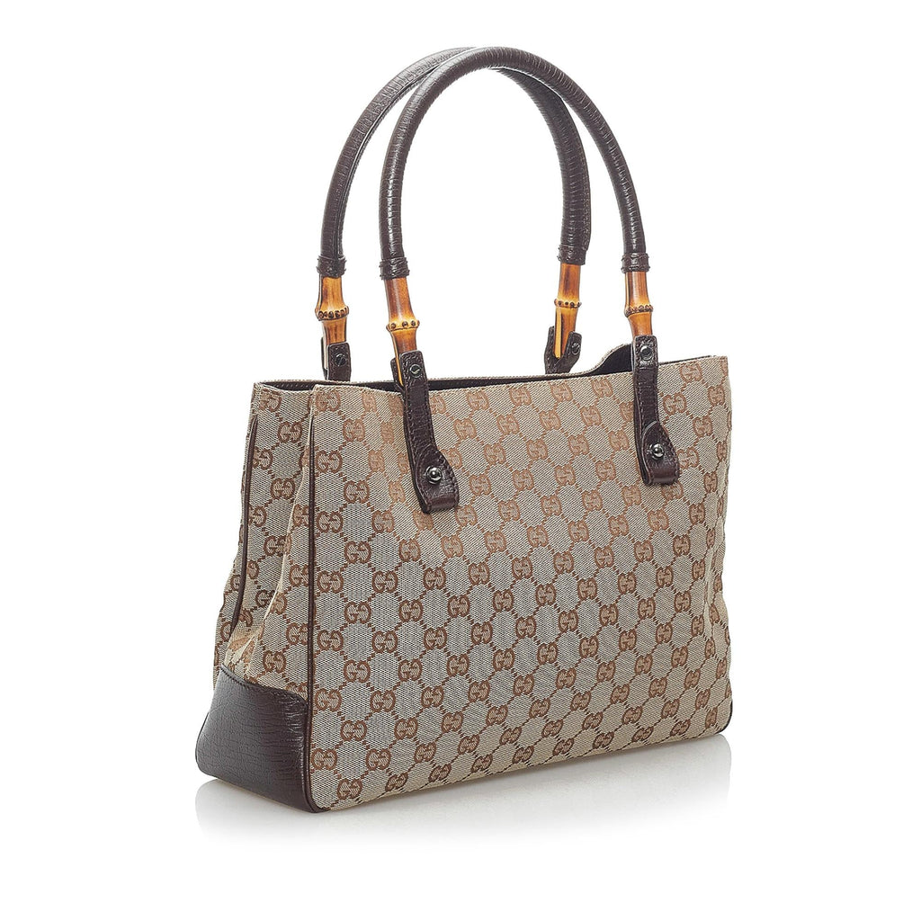 Gucci Gucci Canvas Bamboo Handbag (SHG-34105)