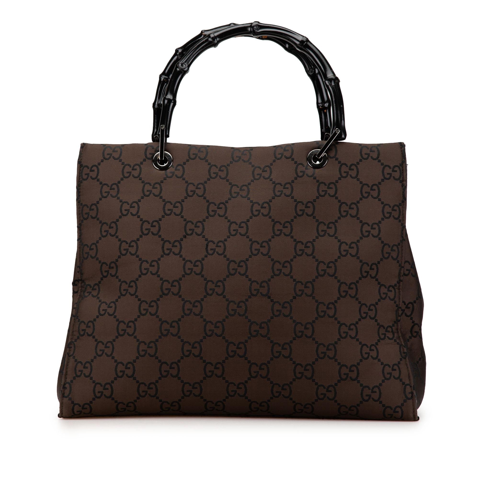 Gucci GG Canvas Bamboo Handbag
