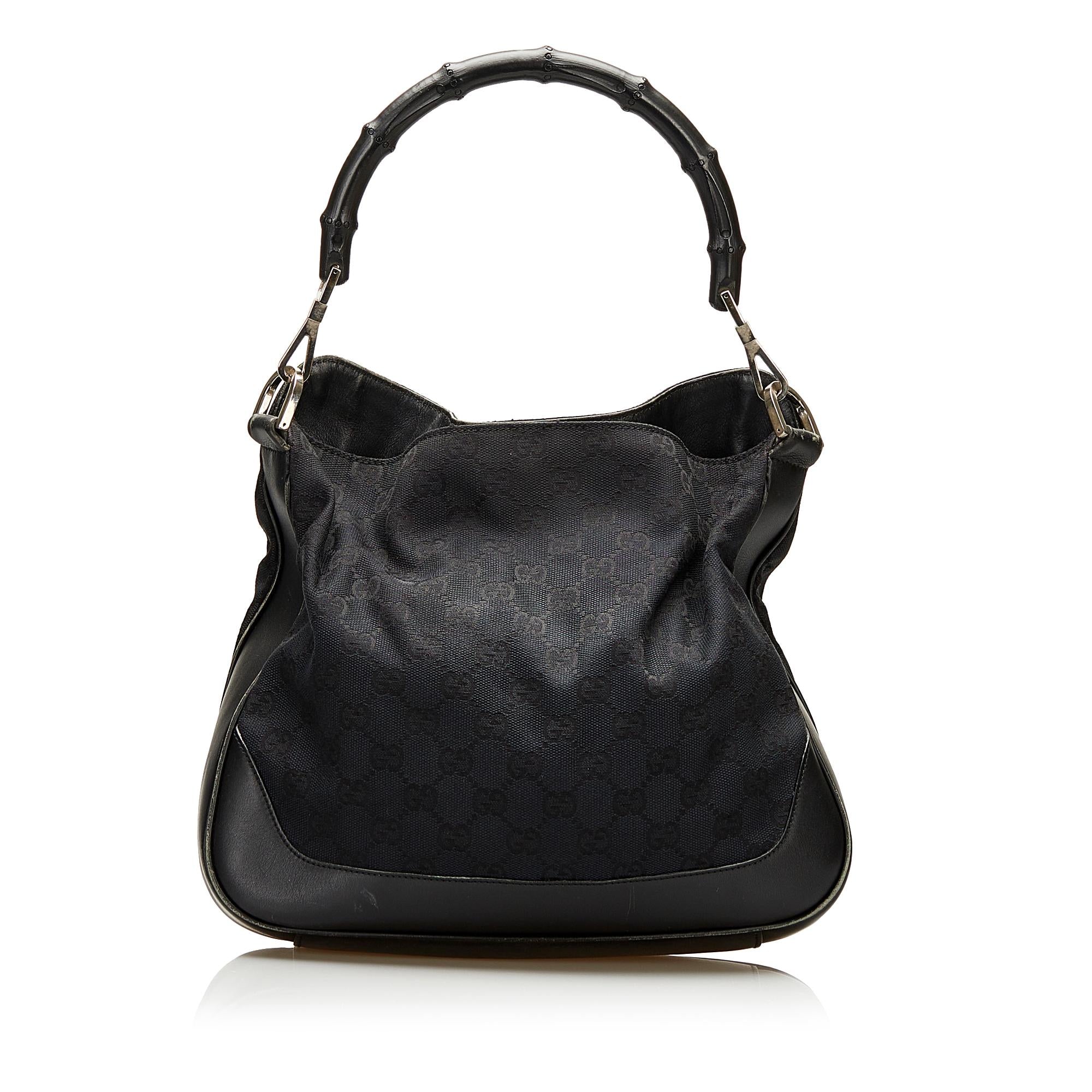 Gucci GG Canvas Bamboo Satchel (SHG-35630)
