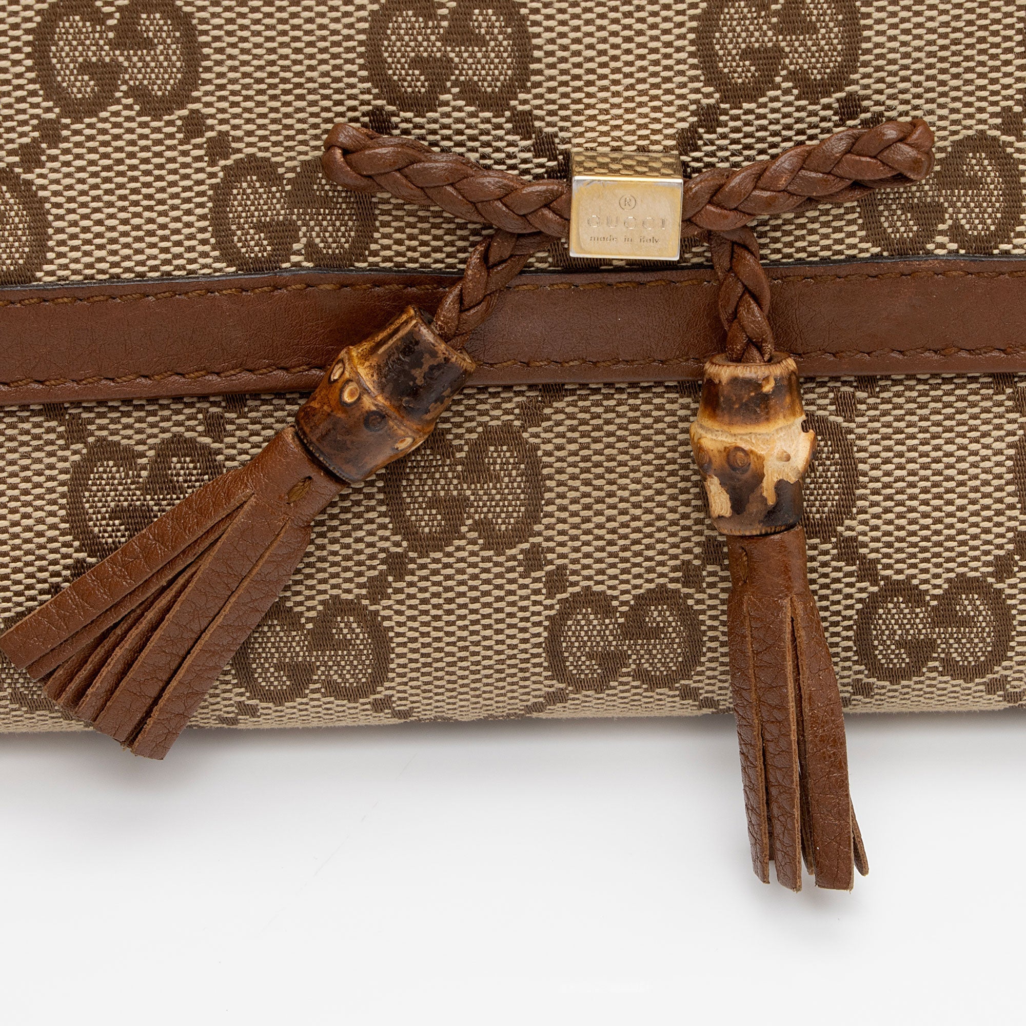 Gucci GG Canvas Bamboo Tassel Bella Continental Wallet (SHF-vi2afV)