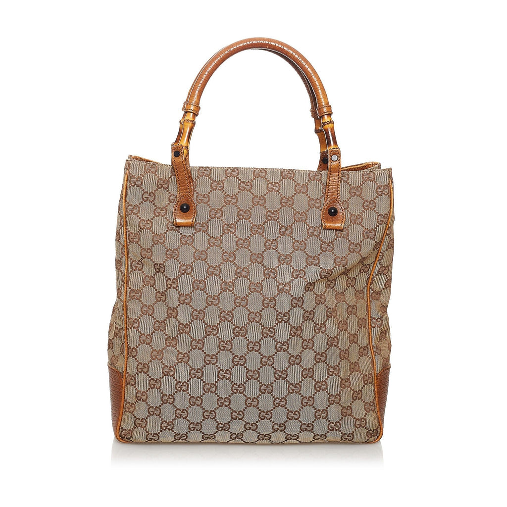 Gucci GG Canvas Bamboo Tote Bag (SHG-31006)