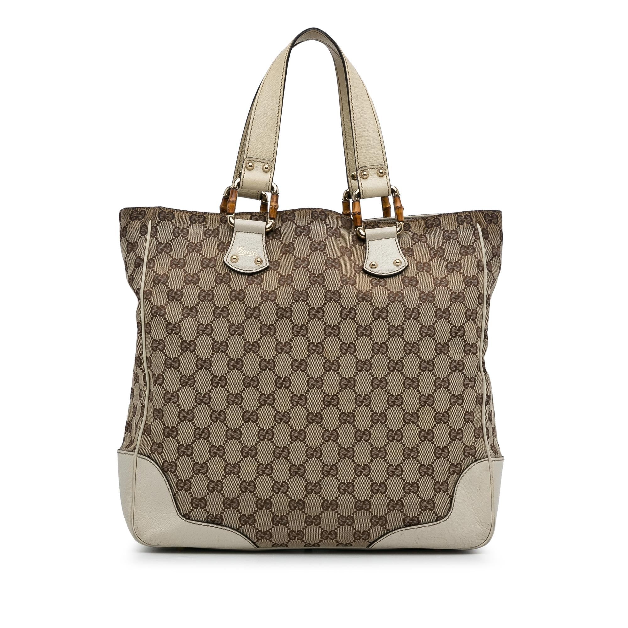 Gucci GG Canvas Bamboo Tote Bag (SHG-J7IVAF)