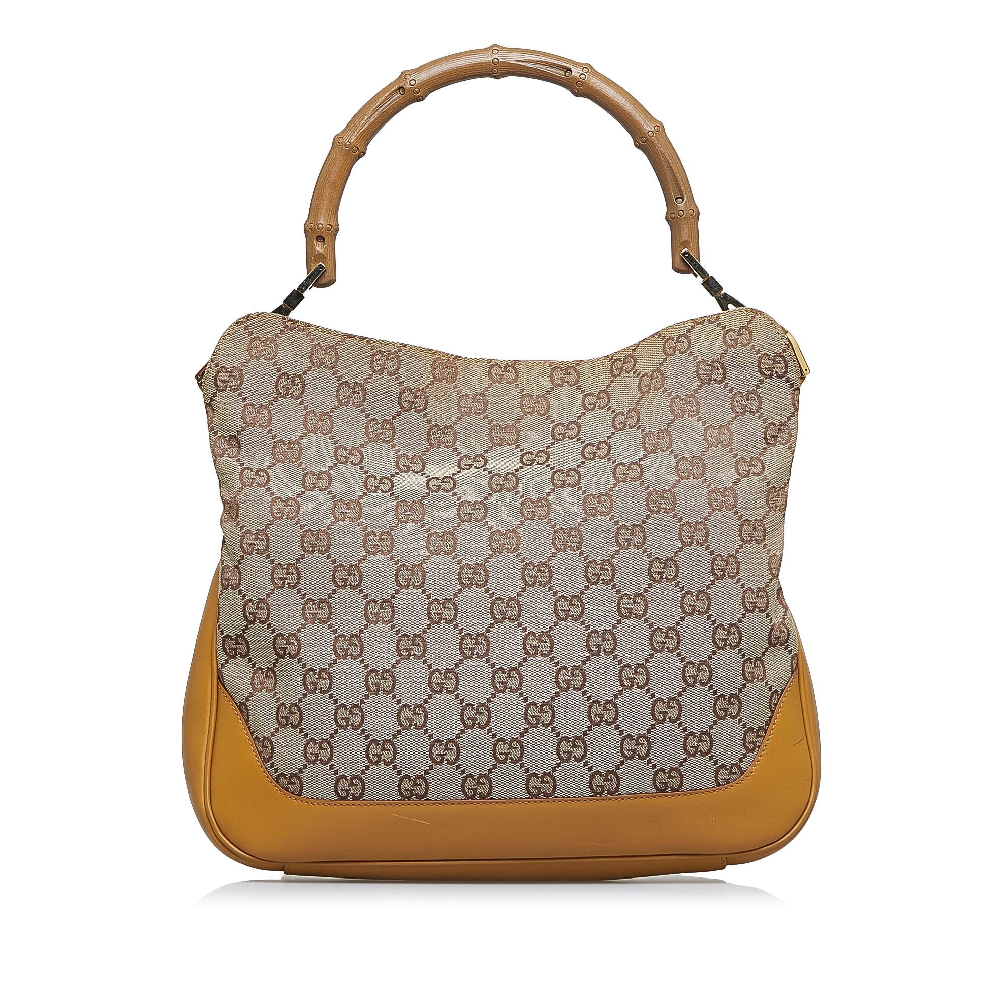 Gucci GG Canvas Bamboo Web Satchel (SHG-vNpbkC)