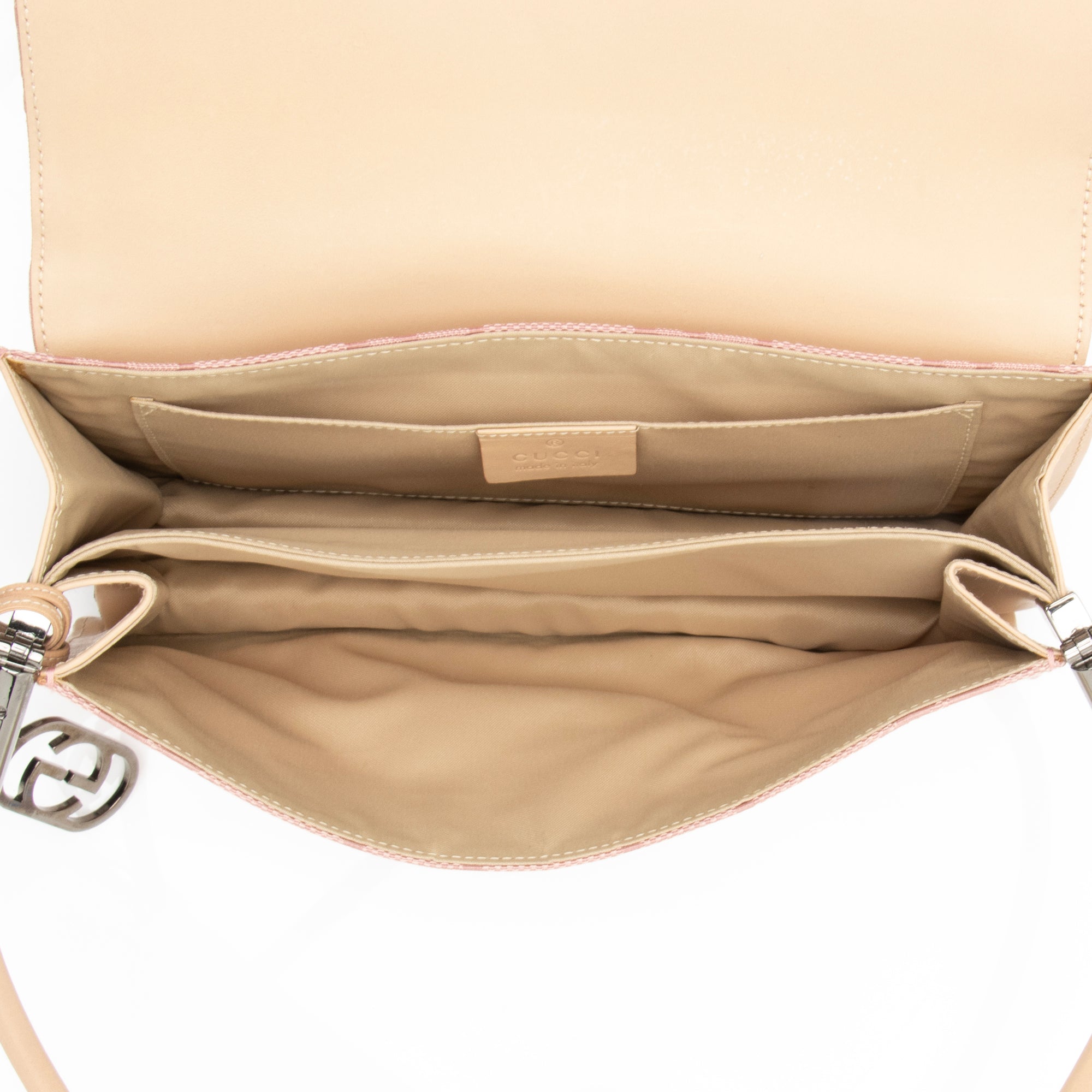 Gucci GG Canvas Charm Pochette Flap Bag (SHF-23494)