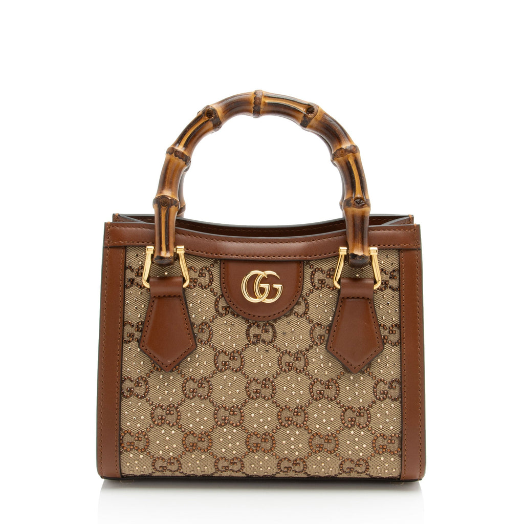 Gucci Crystal GG Canvas Bamboo Diana Mini Tote (SHF-E7QQjx)