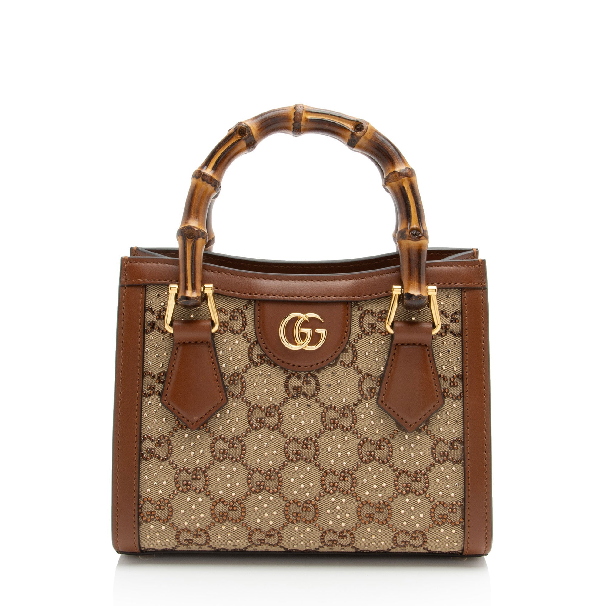 Gucci Crystal GG Canvas Bamboo Diana Mini Tote (SHF-E7QQjx)