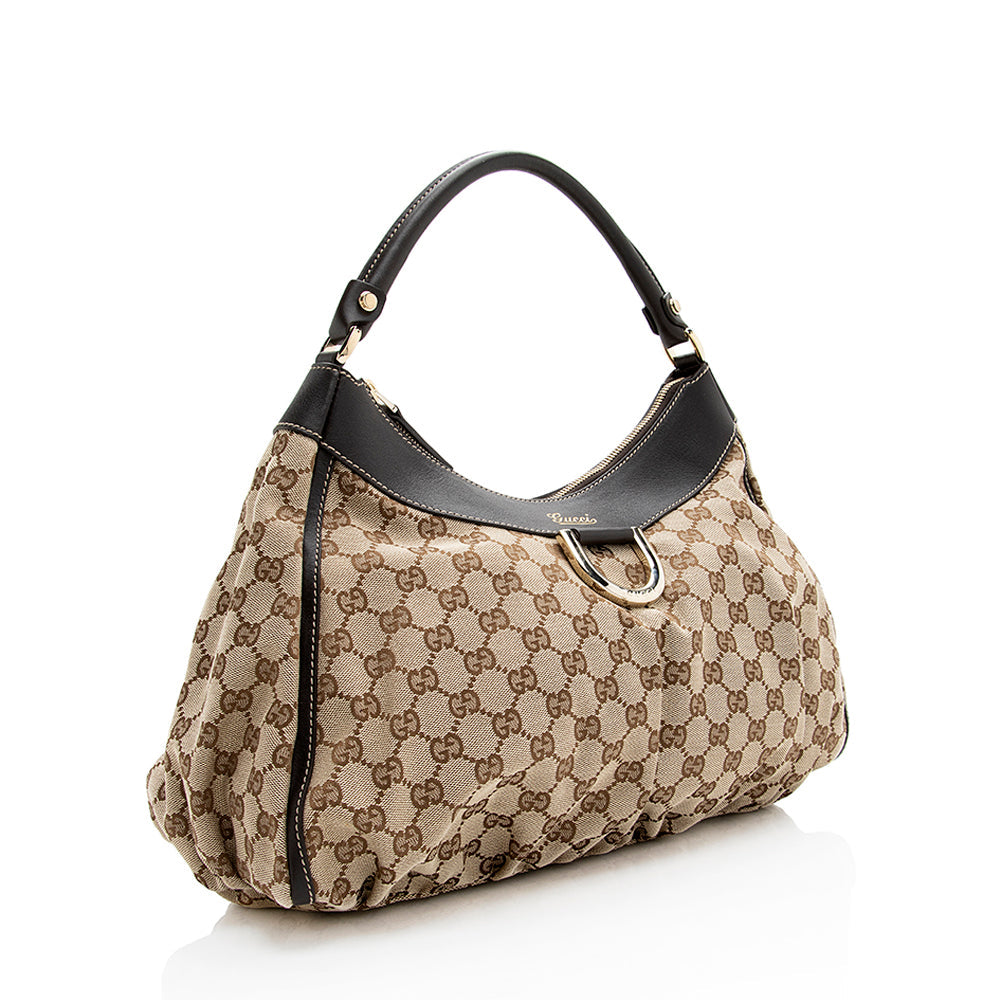 Gucci Gucci Canvas D-Ring Medium Hobo (SHF-19719)