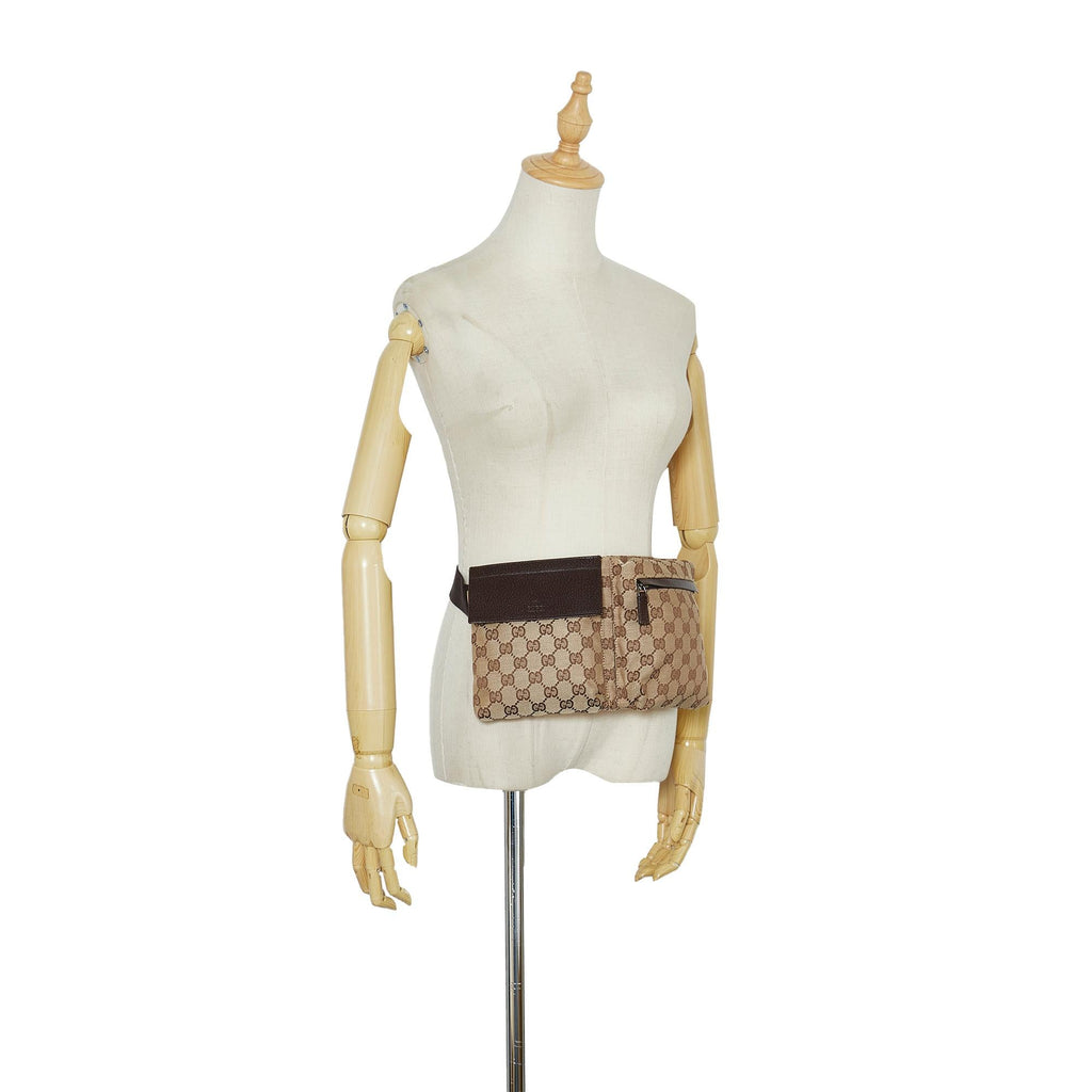 Gucci GG Canvas Double Pocket Belt Bag (SHG-MsV5eS)