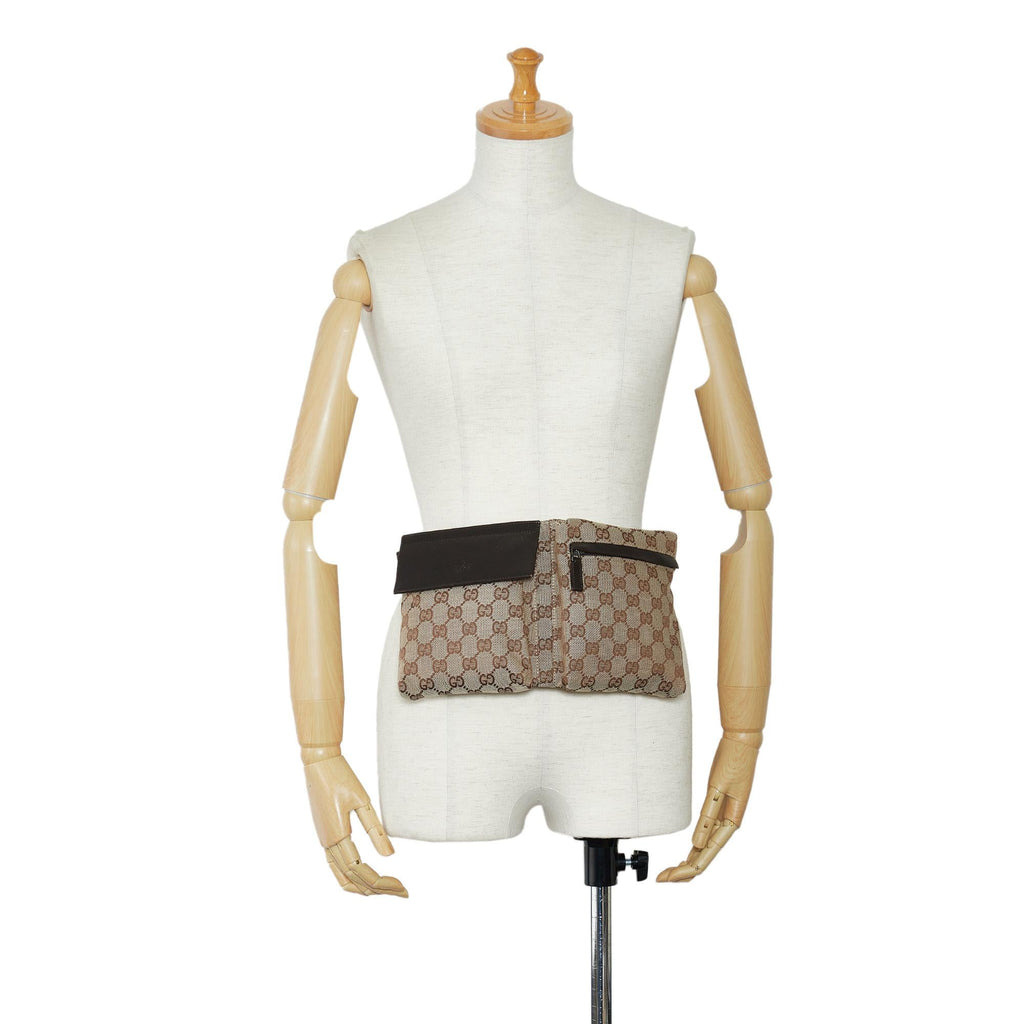 Gucci GG Canvas Double Pocket Belt Bag (SHG-BZKMqY)