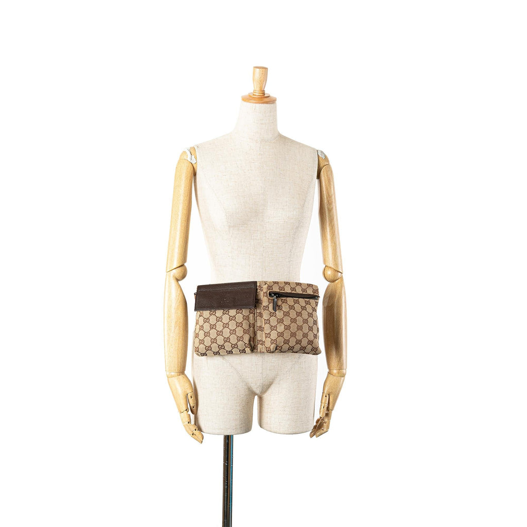 Gucci GG Canvas Double Pocket Belt Bag