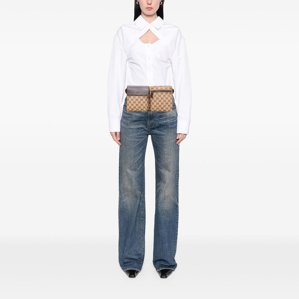 Gucci GG Canvas Double Pocket Belt Bag