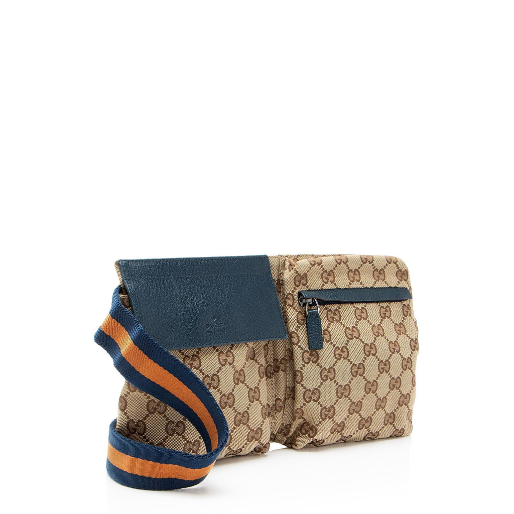 Gucci GG Canvas Double Pocket Belt Bag