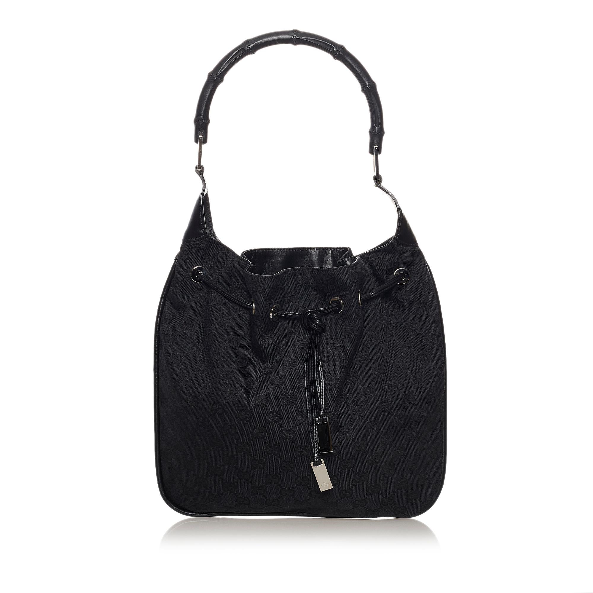 Gucci Gucci Canvas Drawstring Hobo Bag (SHG-33033)