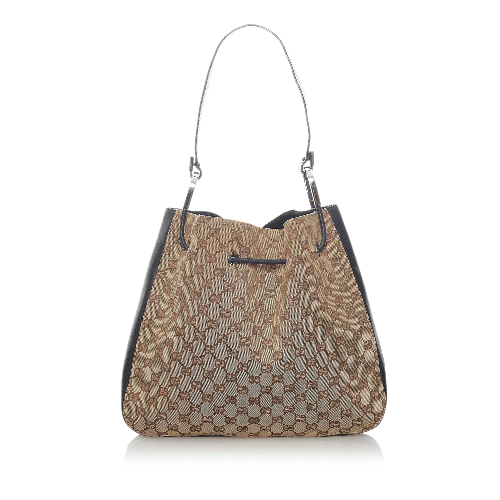 Gucci Gucci Canvas Drawstring Shoulder Bag (SHG-32073)