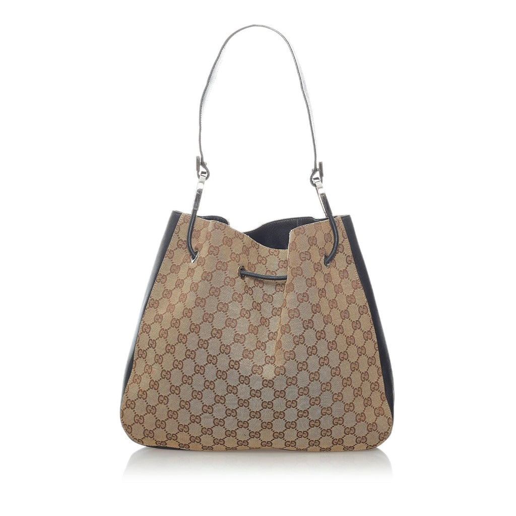 Gucci Gucci Canvas Drawstring Shoulder Bag (SHG-32073)