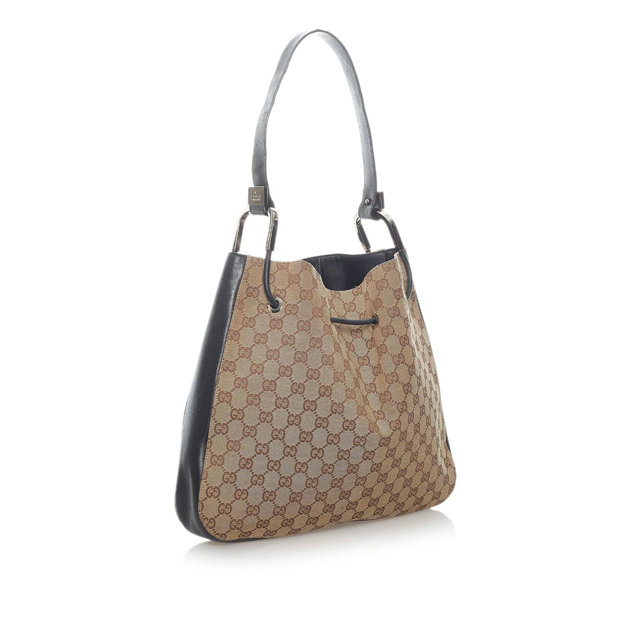 Gucci Gucci Canvas Drawstring Shoulder Bag (SHG-32073)