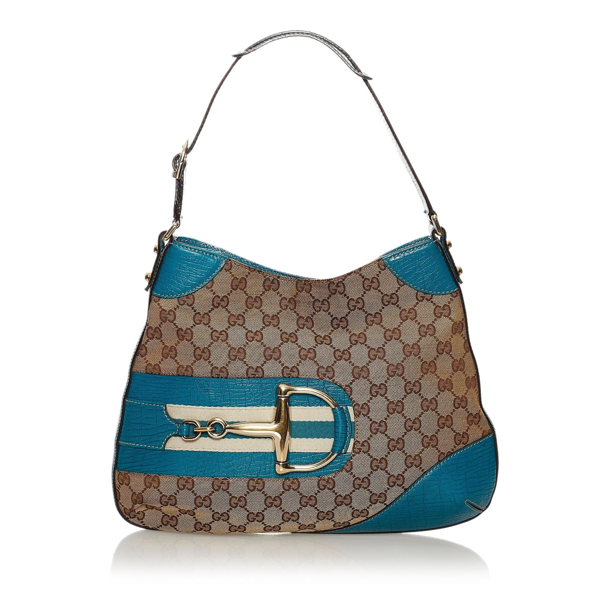 Gucci GG Canvas Hasler Horsebit Shoulder Bag (SHG-34318)